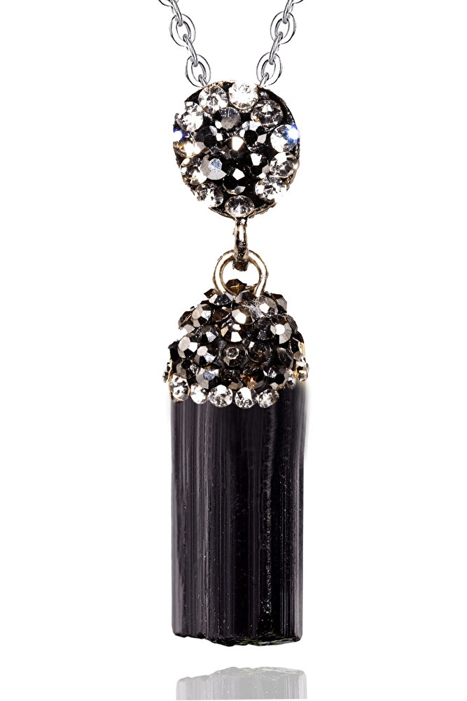 Sertifikalı Ham İşlenmemiş Turmalin Taşı Doğal Taş Kolye