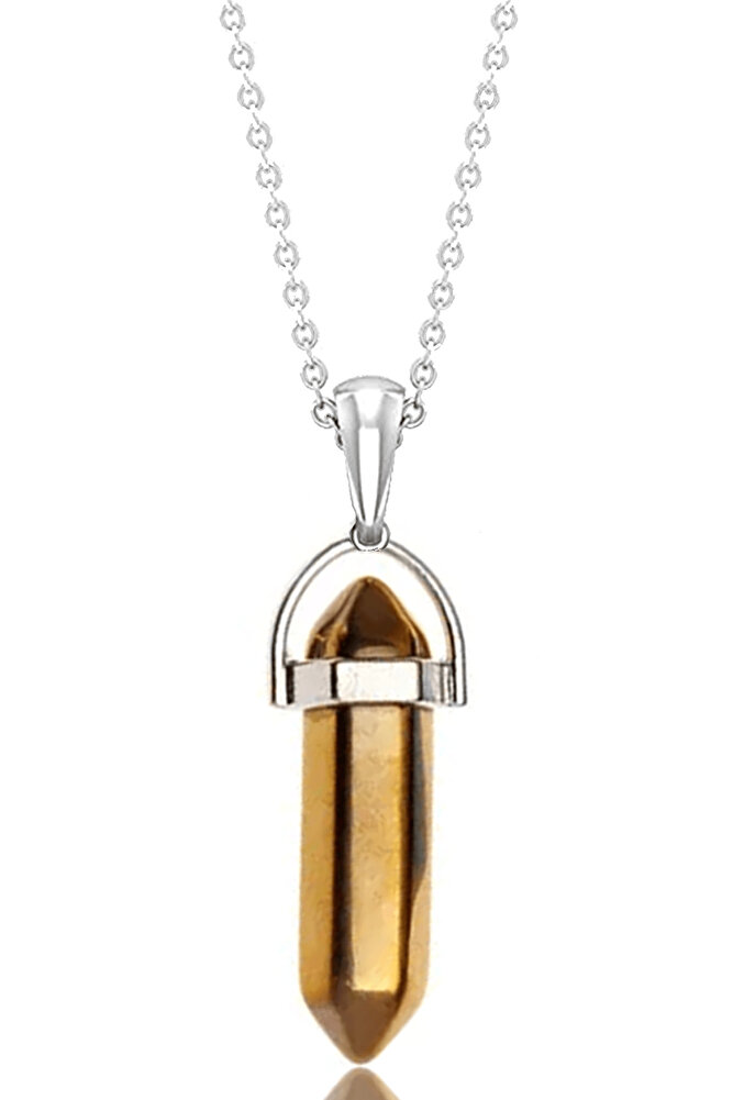 Sertifikalı Çivi Kesim 24k Gold Hematit Taşı Kolye