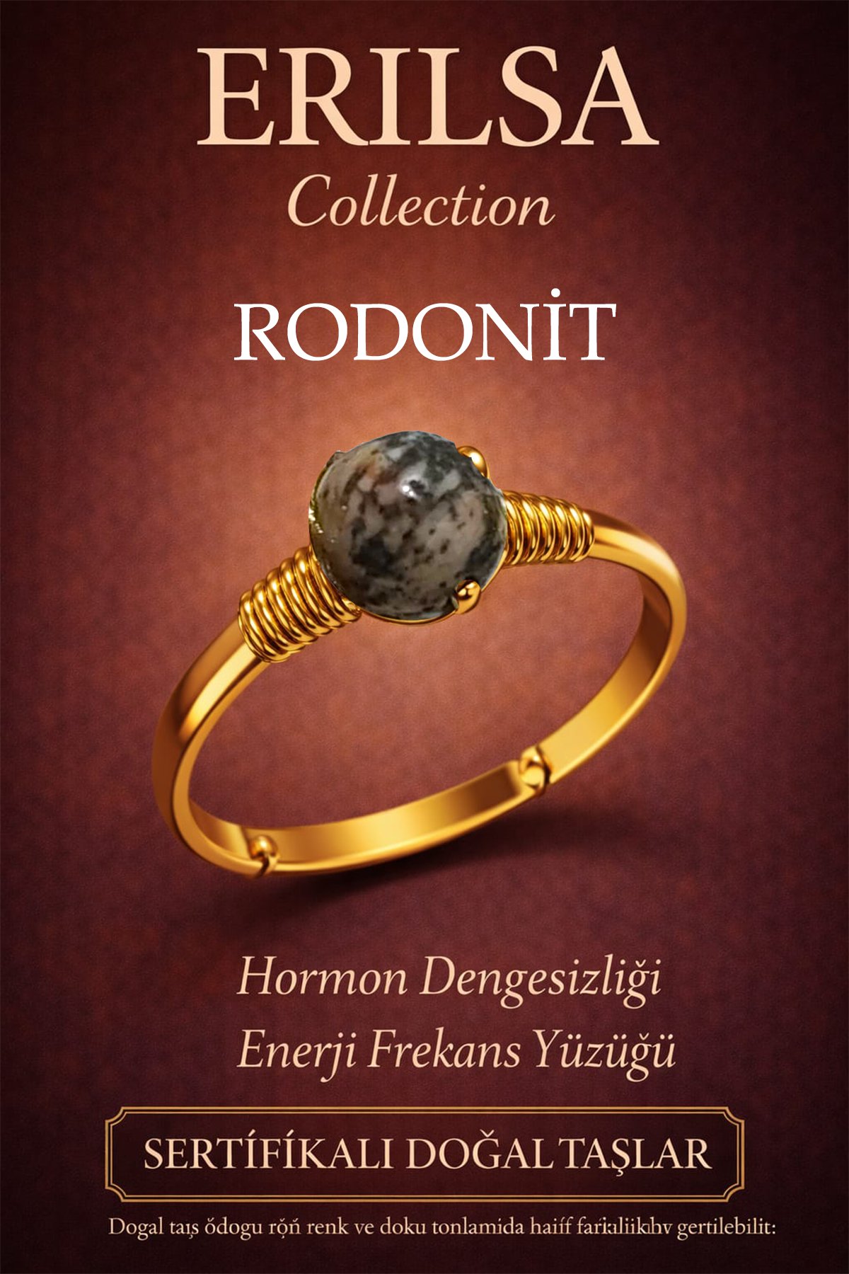Sertifikalı Hormon Denge Enerji Yüzüğü – Rodonit Taşı Ayarlamalı Gold İnce Kasa Terazi Akrep Burcu