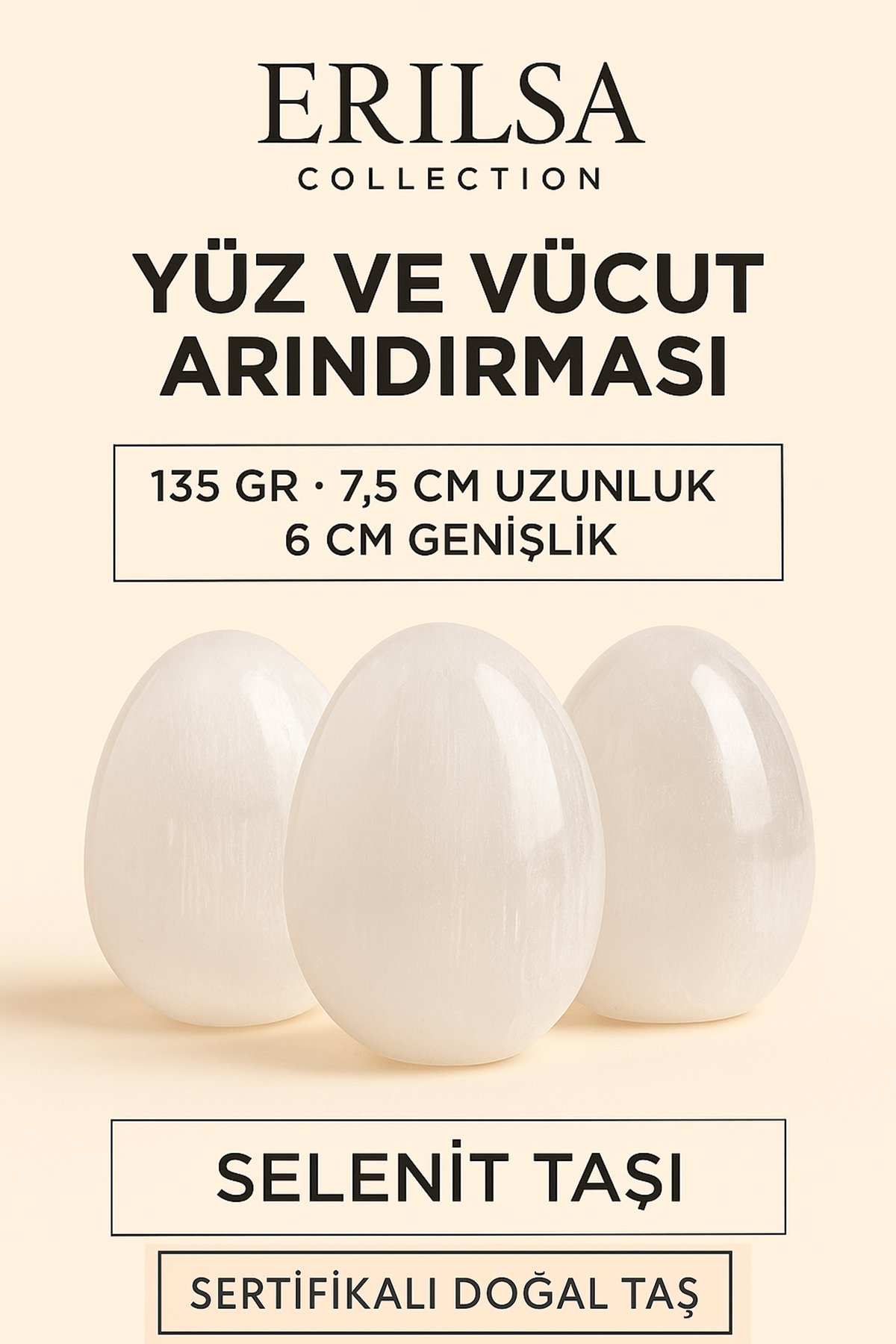 Sertifikalı Oval İri Boy Selenit Taşı – Yüz ve Vücut Arındırma & Enerji Temizleme Taşı