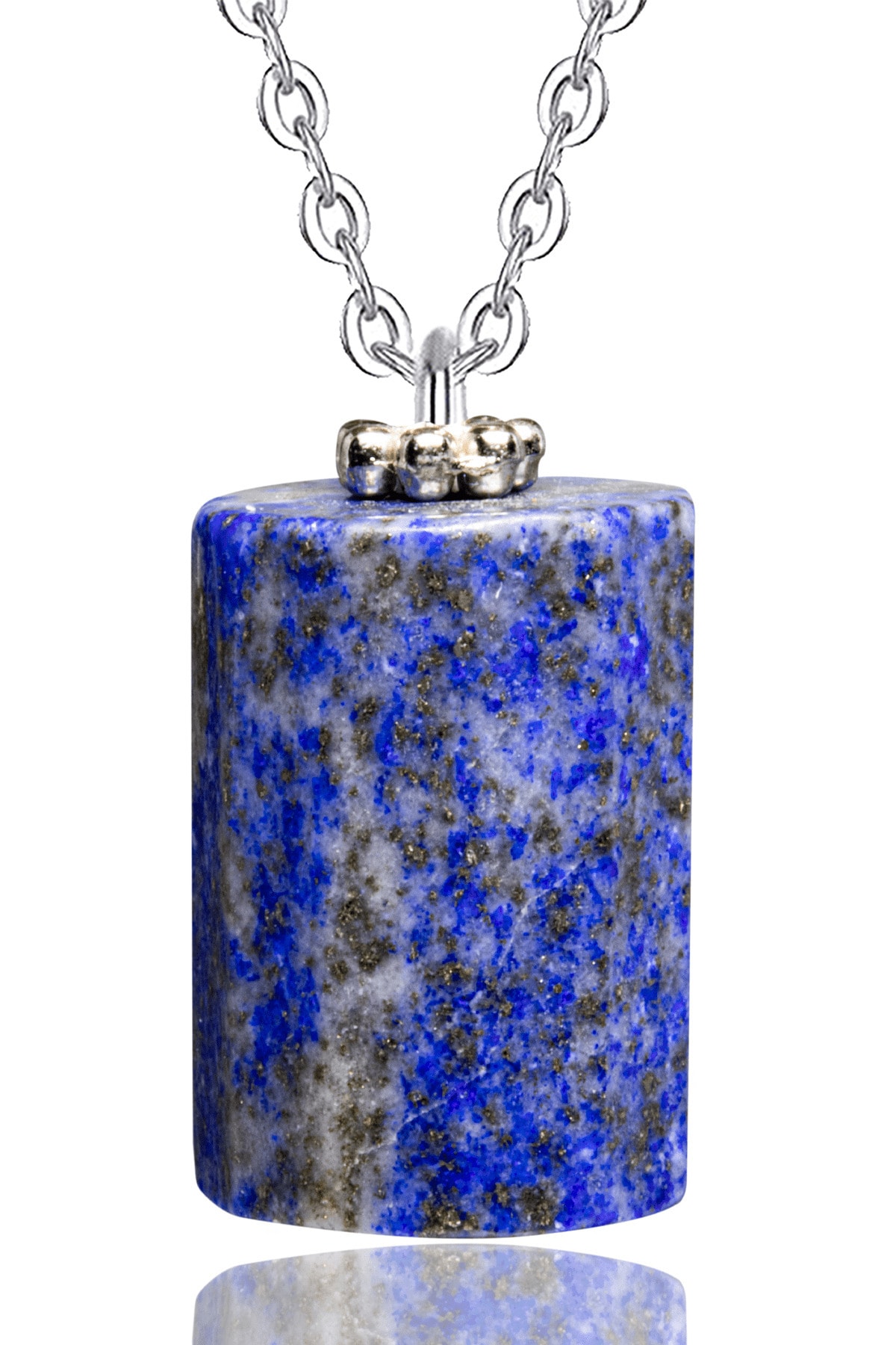 Sertifikalı Yüksek Kalite Fasetli Doğal Lapis Lazuli Taşı Kolye Doğal Mavi Renk 50 cm