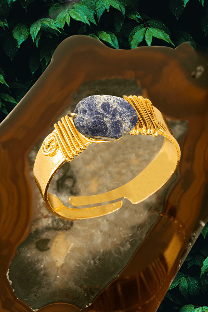 Sertifikalı Kalın Tımbıl Gold Model Ham Lapis Lazuli Taşı Yüzük - Ayarlamalı