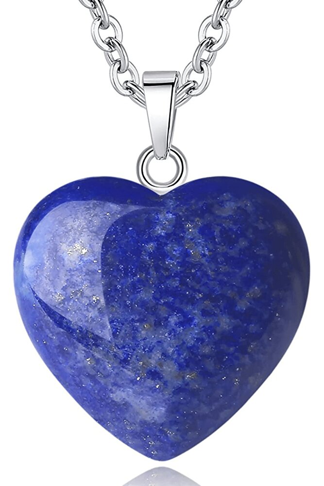 Sertifikalı Kalp Model Lapis Lazuli Taşı Kolye