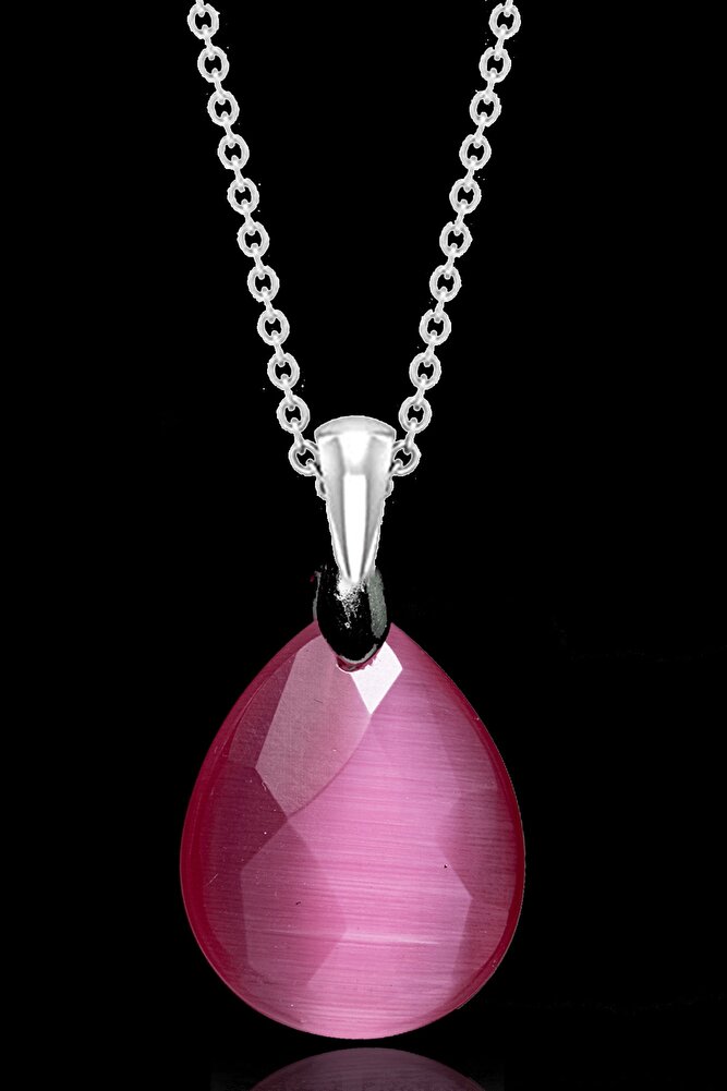 Sertifikalı Fasetli Pembe Akik Taşı Kolye - Aaa Kalite