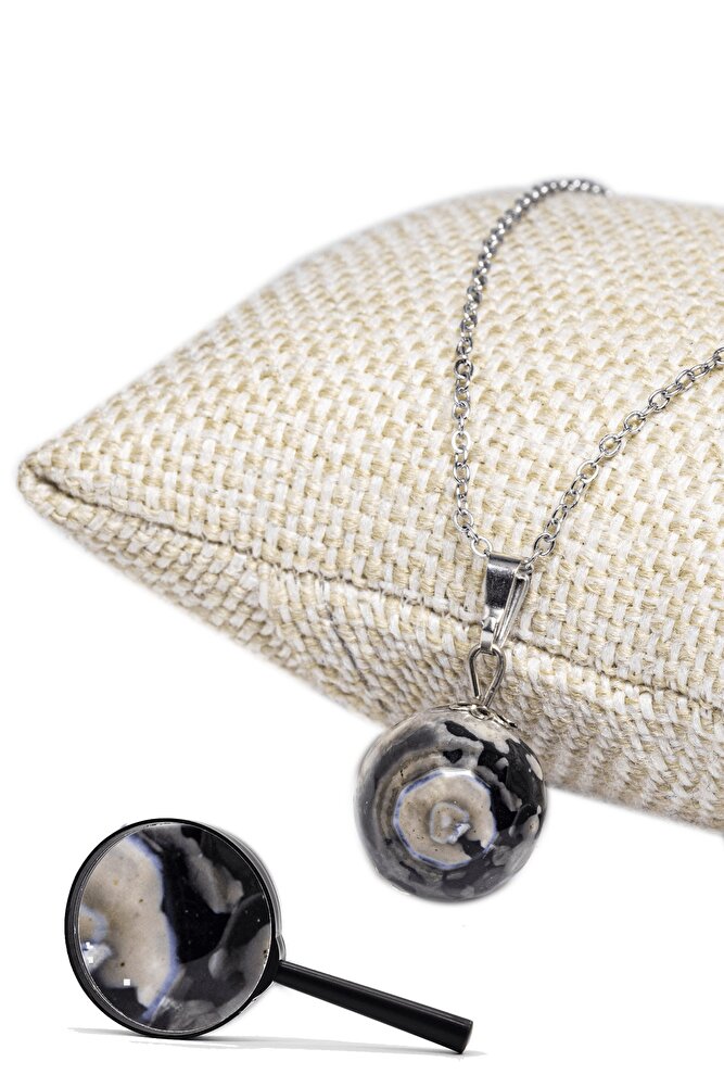 Sertifikalı Fasetli Doğal Siyah Akik Taşı Kolye