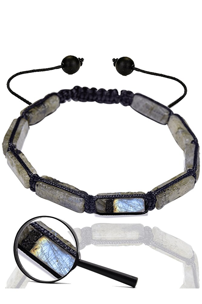 Sertifikalı Dikdörtgen Kesim Labradorit Taşı Doğal Taş Bileklik