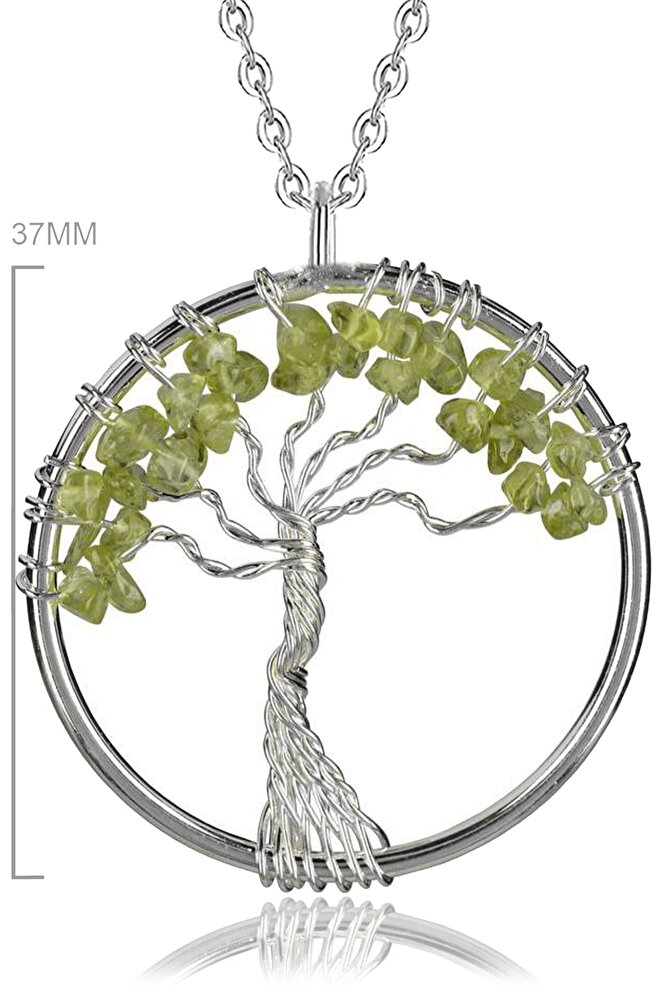 Hayat Ağacı Zebercet Peridot Taşı Doğal Taş Kolye