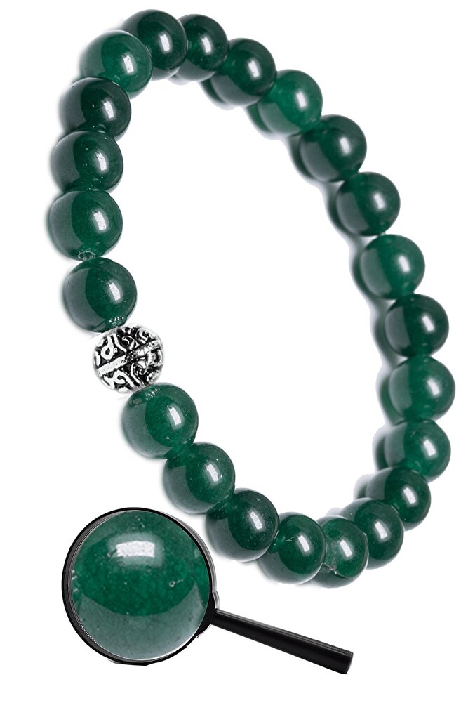 Sertifikalı Gümüş Aparatlı Doğal Nefrit Yeşimi Doğal Taş Bileklik