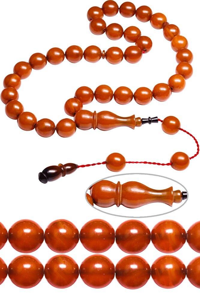 Sertifikalı Sistemli Kayısı Renk Osmanlı Benzetmesi Çubuk Sıkma Kehribar Tesbih