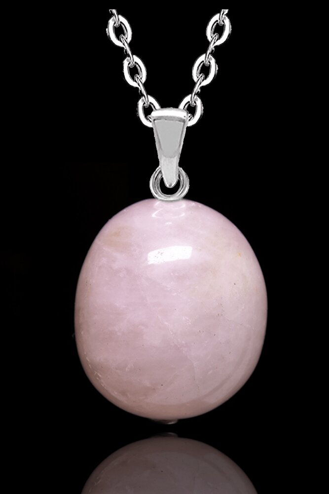 Sertifikalı Aaa Kalite Doğal Pembe Kuvars Taşı Kolye