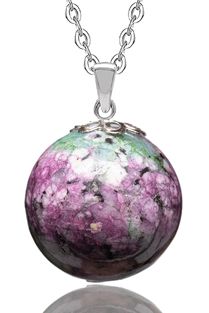 Sertifikalı Fasetli Ruby Yakutlu Zoisite (ANYOLİT) Doğal Taş Kolye