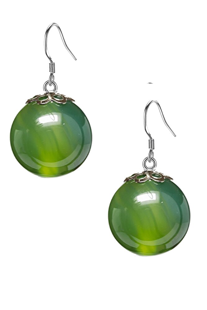 Sertifikalı Yeşim Taşlı Doğal Taş Küpe - 8 mm