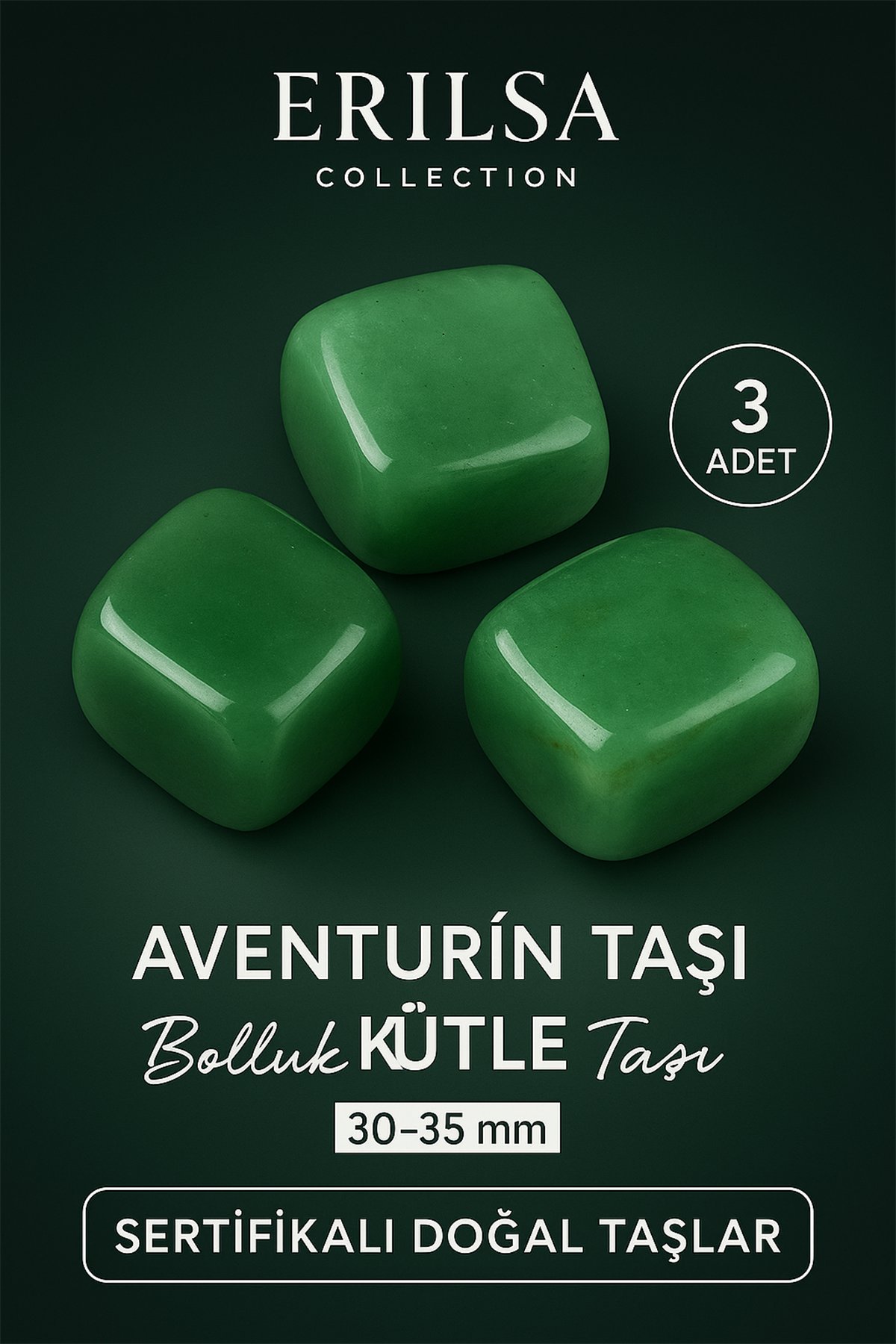 Sertifikalı Aventurin Taşı Kütle (3 Adetli) – Bolluk ve Bereket Taşı 30-35 mm