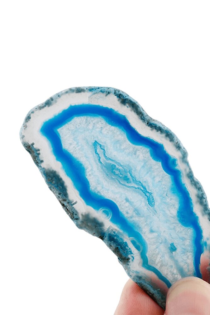 Sertifikalı Doğal Mavi Akik Taşı Plaka (5-8 Cm)