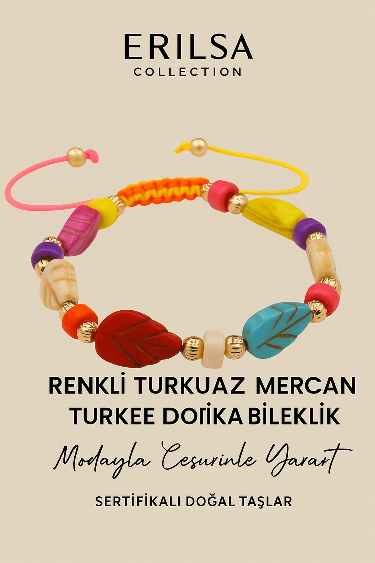 Sertifikalı Yaprak Renkli Turkuaz Mercan Dorika Taşı Bileklik – Modayla Cesur Ol, Ruhunu Yansıt