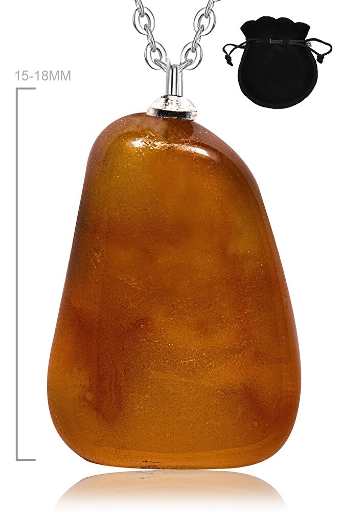 Sertifikalı Şekilsiz Doğal Akik Taşı Kolye