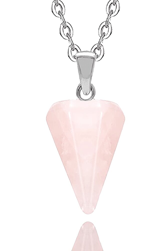 Sertifikalı Doğal Açık Pembe Kuvars Taşı Doğal Taş Pandül Kolye