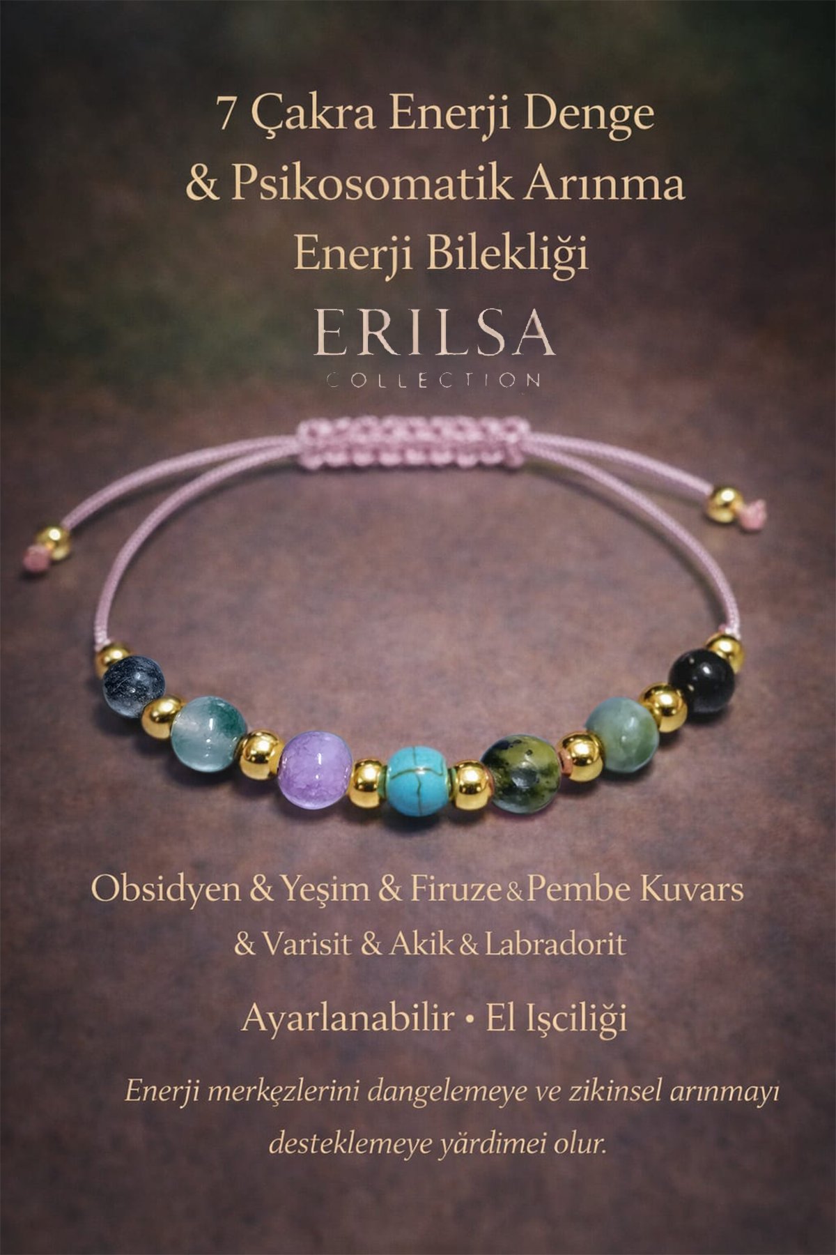 Sertifikalı Pembe 7 Çakra Denge Enerji Uyum Psikosomatik Arınma Enerji Bilekliği – Doğal Taş Şifa