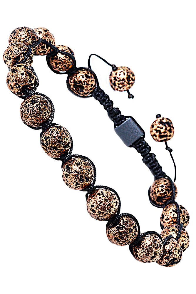 Sertifikalı Doğal Volkanik Yanardağ Tüfü Lav Taşı Bileklik