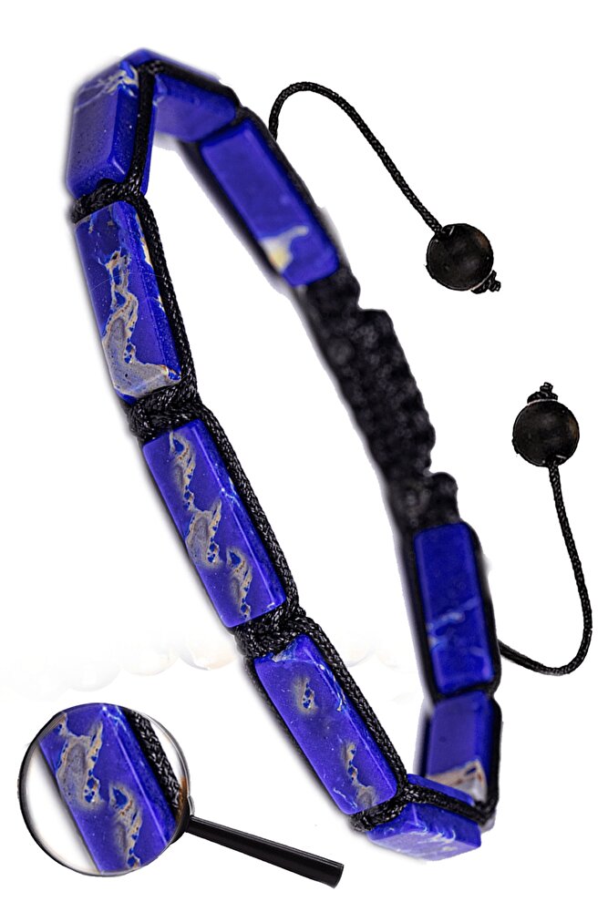 Sertifikalı Makrome Mavi Varisit Taşı Bileklik - 1.kalite