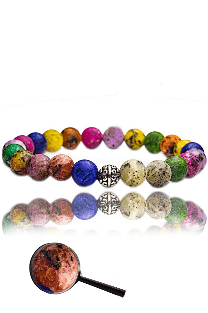 Sertifikalı Ham Işlenmemiş Mercan Lapis Unakit Kuvars Azurit Taşı Bileklik