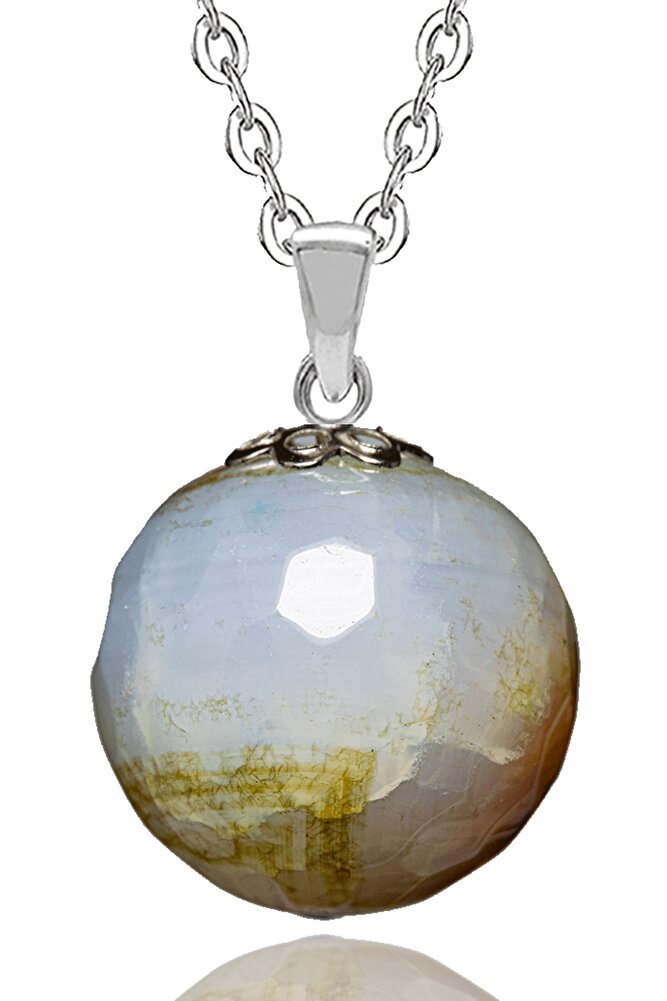 Sertifikalı Fasetli Doğal Renkli Akik Taşı Kolye