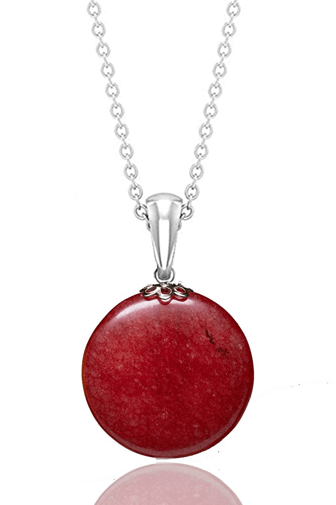Sertifikalı Gerçek Kırmızı Akik Taşı Doğal Taş Kolye - 1.kalite