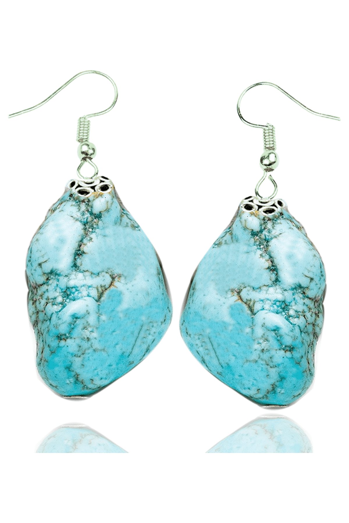 Sertifikalı Ham Işlenmemiş Doğal Firuze Taşı Küpe (Turkuaz Taşı)