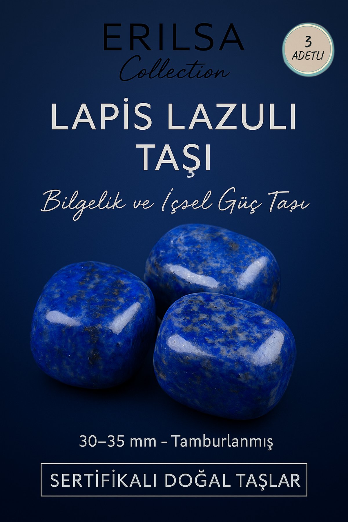 Sertifikalı Lapis Lazuli Taşı Doğal Taş Kütle – Bilgelik ve İçsel Güç – 30-35 mm