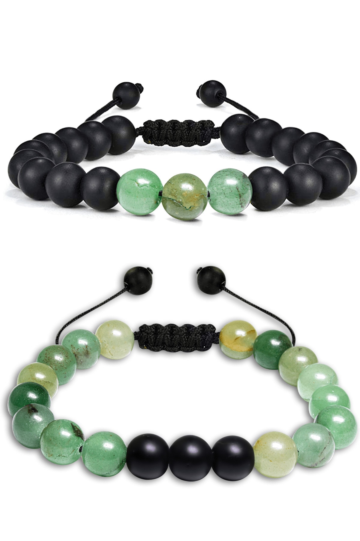 Sertifikalı Doğal Yosun Akik Oniks Taşı Doğal Taş Bileklik Seti