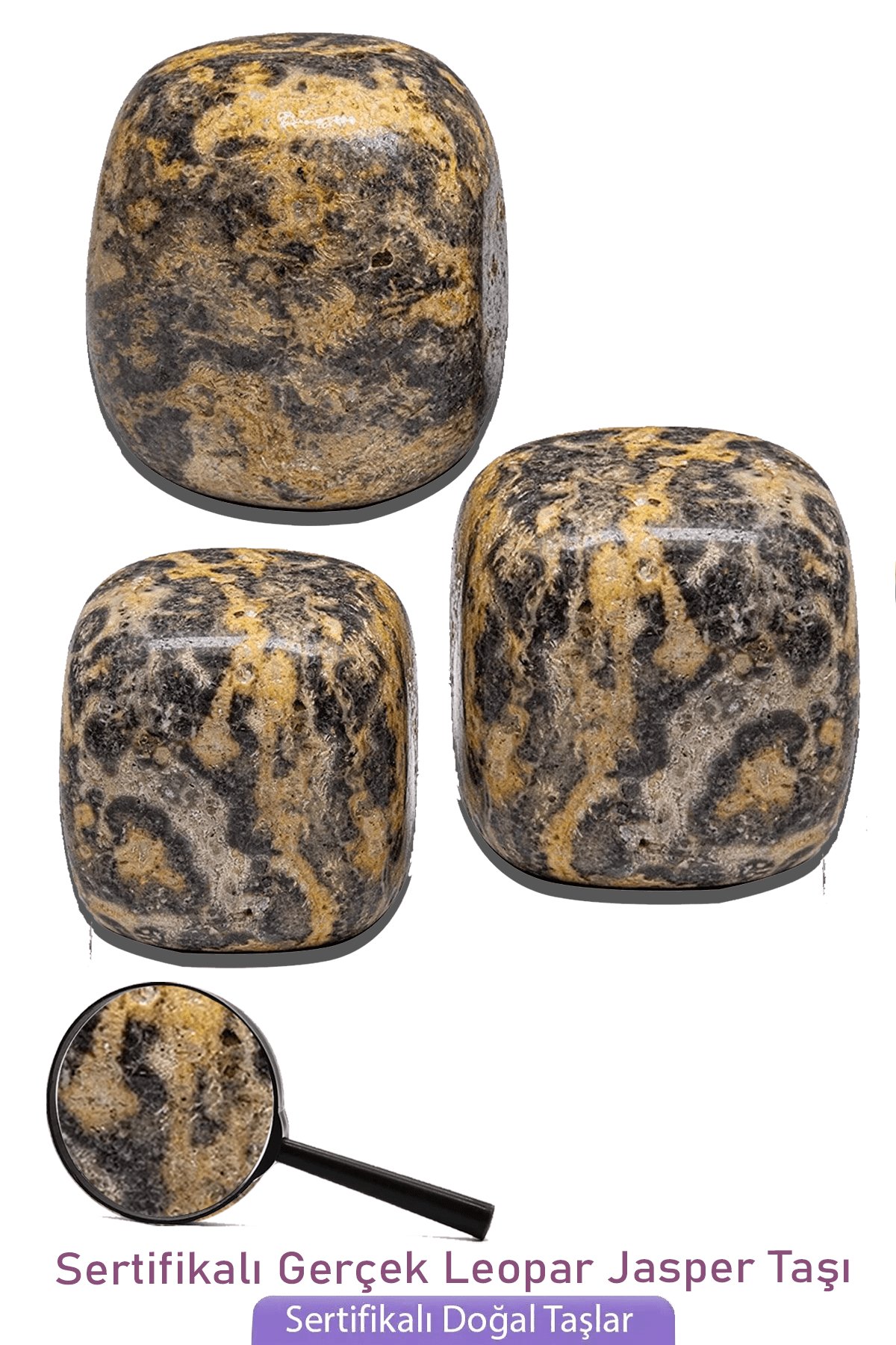 Sertifikalı Doğal Leopar Kahverengi Sarı Jasper Taşı Kütle