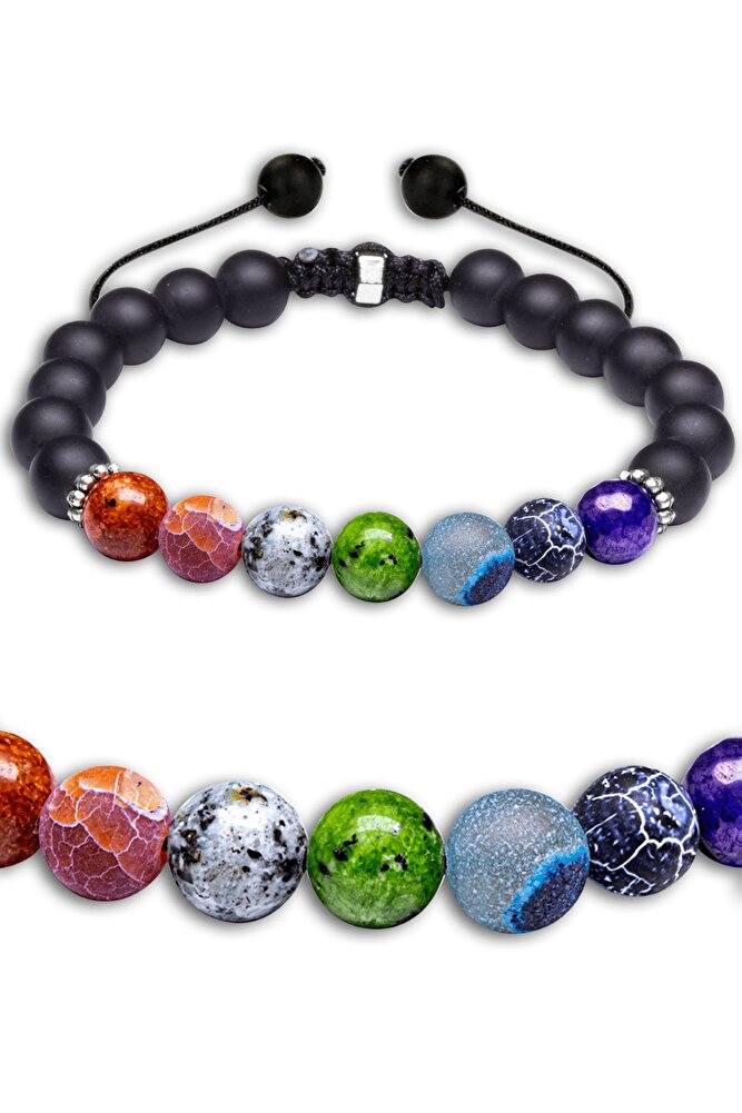 Bereket Para Şans Bilekliği Sertifikalı Doğal Akik Jasper Yeşim Ametist Jade Taşı Bileklik