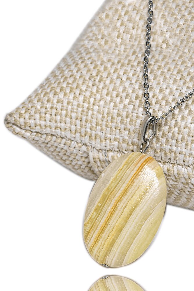 Sertifikalı Doğal Renkli Akik Taşı Kolye (gümüş Aparatlı)