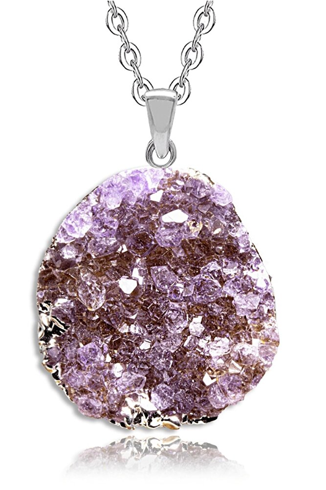 Işlenmemiş Ametist Doğal Taş Kolye (brezilya)