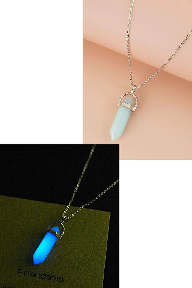 Sertifikalı A Kalite Doğal Mavi Fosfor Taşı Kolye