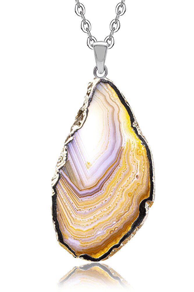 Sertifikalı Yüksek Kalite Doğal Kahverengi Akik Taşı Plaka Kolye