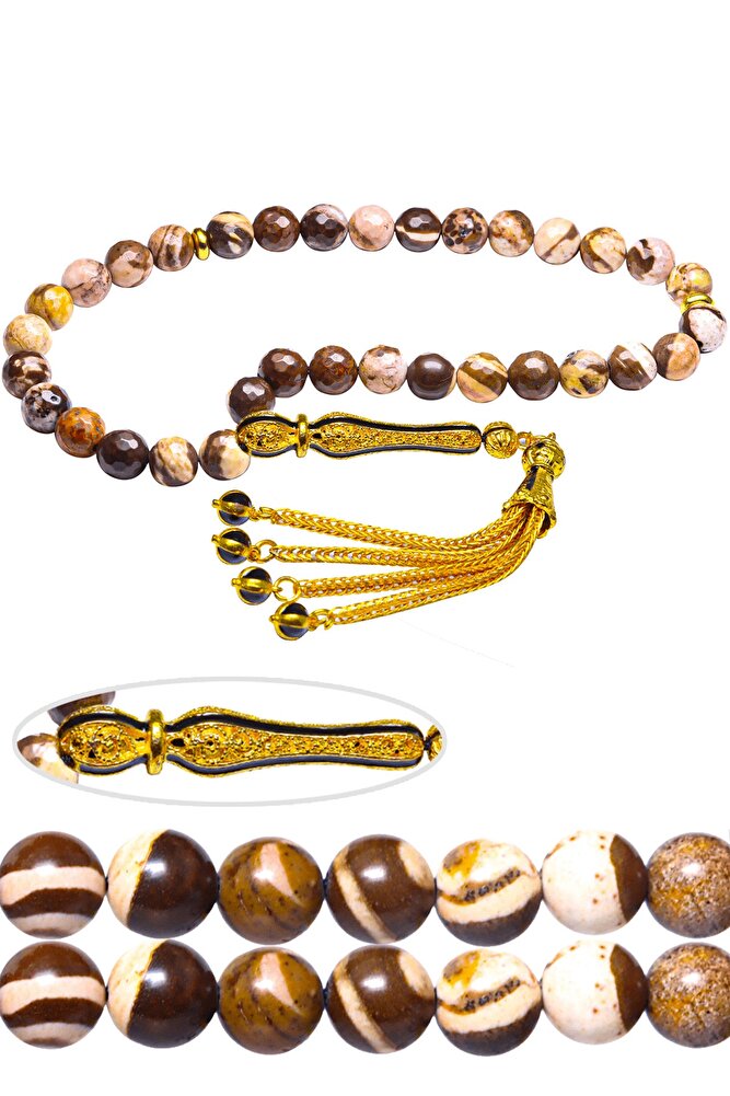 Sertifikalı Gerçek Telkari Püskül Doğal Jasper Yıldız Taşı Tesbih