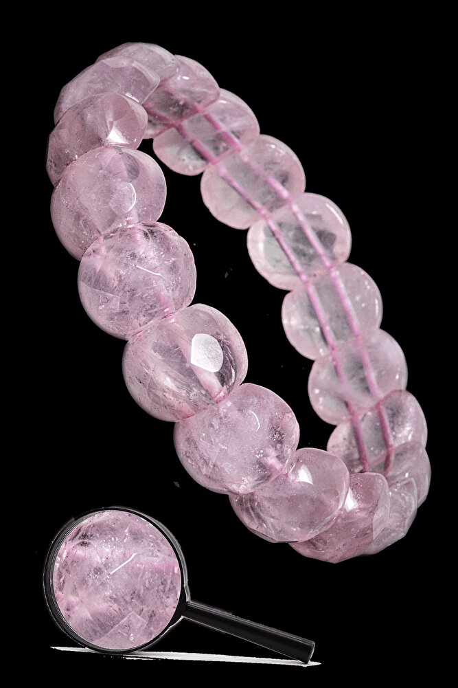 Sertifikalı Pembe Kuvars Taşı Doğal Taş Rolex Bileklik