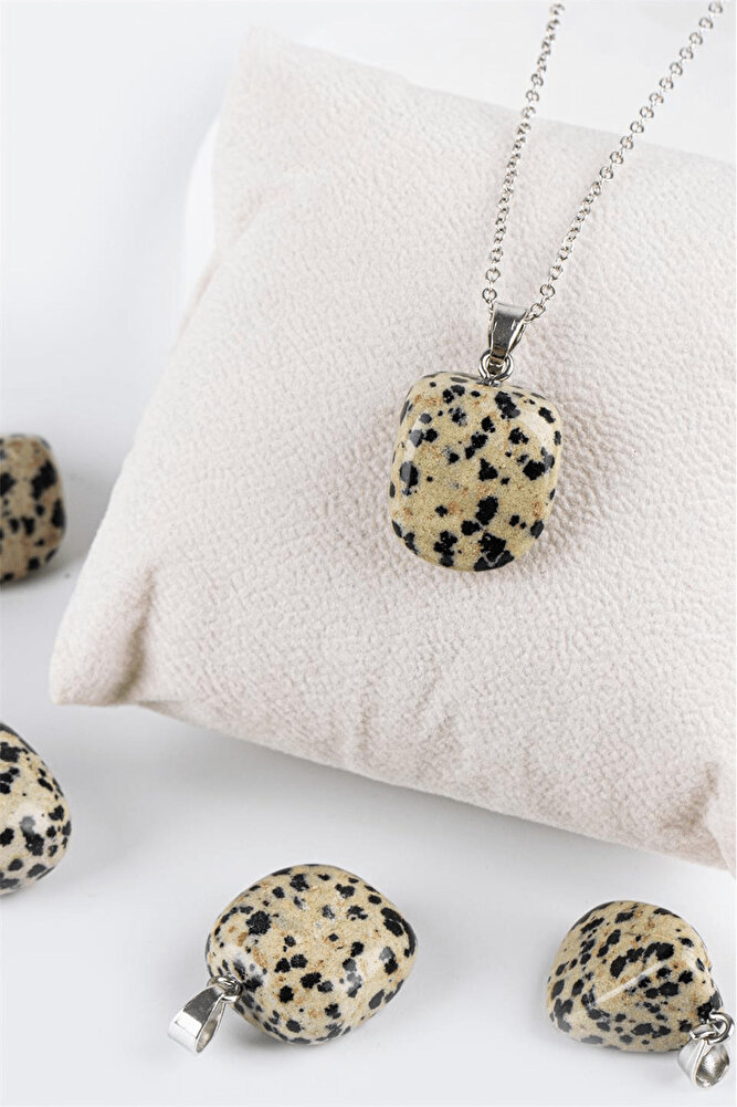 Sertifikalı Tımbıl Model Benekli Dalmaçya Jasper Taşı Kolye