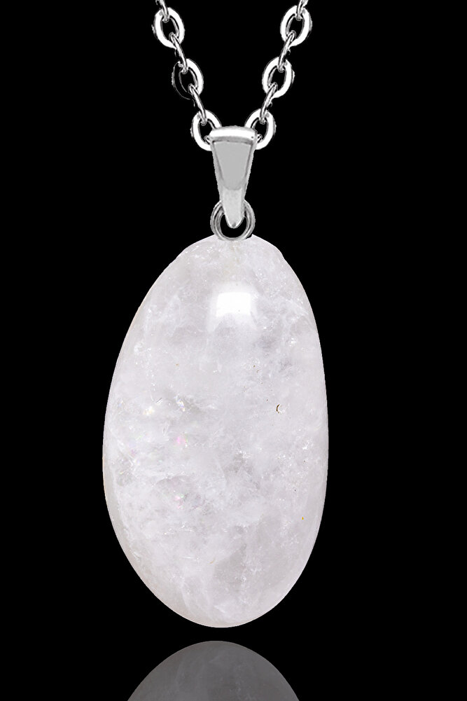 Sertifikalı Tımbıl Model Kristal Kuvars Taşı Kolye - Gümüş Aparatlı