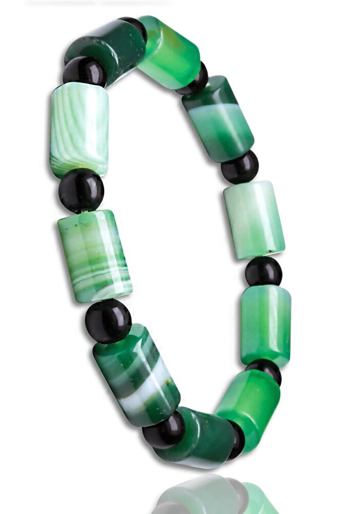 Sertifikalı Doğal Yüksek Kalite Damarlı Yeşil Akik Bileklik