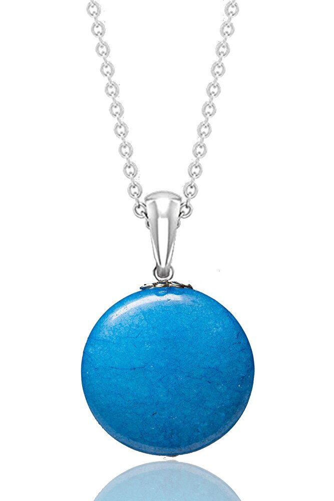 Sertifikalı Mavi Akik Taşı Kolye - 1.kalite