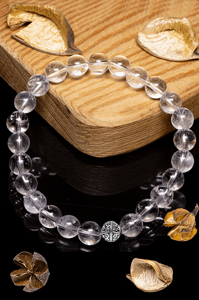 Sertifikalı Aaa+ Kalite Hakiki Kristal Kuvars Taşı Bileklik - Gümüş Aparatlı