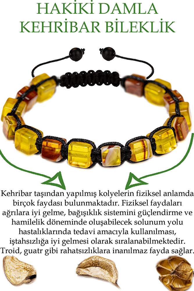 Üretici Sertifikalı Küp Kesim Sarı Kırmızı Doğal Damla Kehribar Bileklik (UKRAYNA)