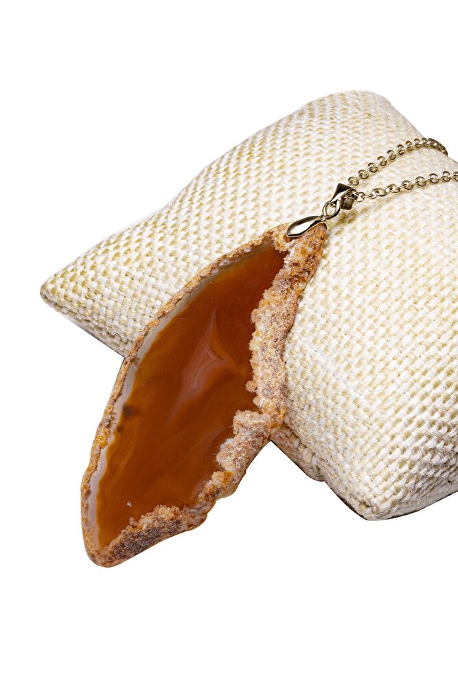 Sertifikalı Gümüş Aparatlı Doğal Kızıl Yemen Akik Taşı Plaka Kolye