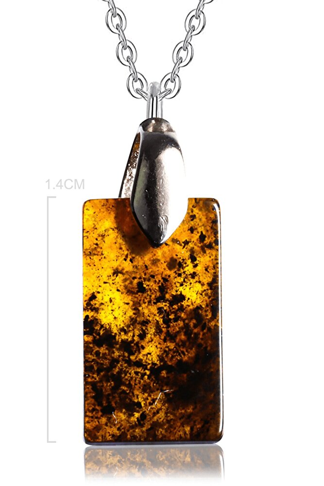 Toprak Fosilli Baltık Renk Doğal Damla Kehribar Kolye