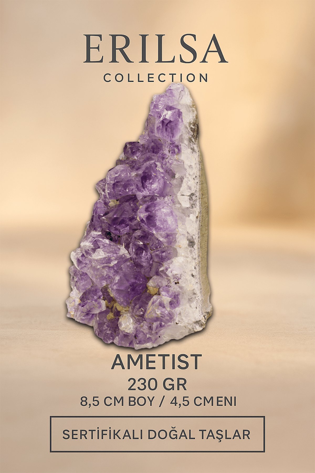 Sertifikalı Ametist Taşı Kütlesi 230 Gr – Ham Doğal Kristal Dekoratif Taş Stresi Azalt Huzur Ver