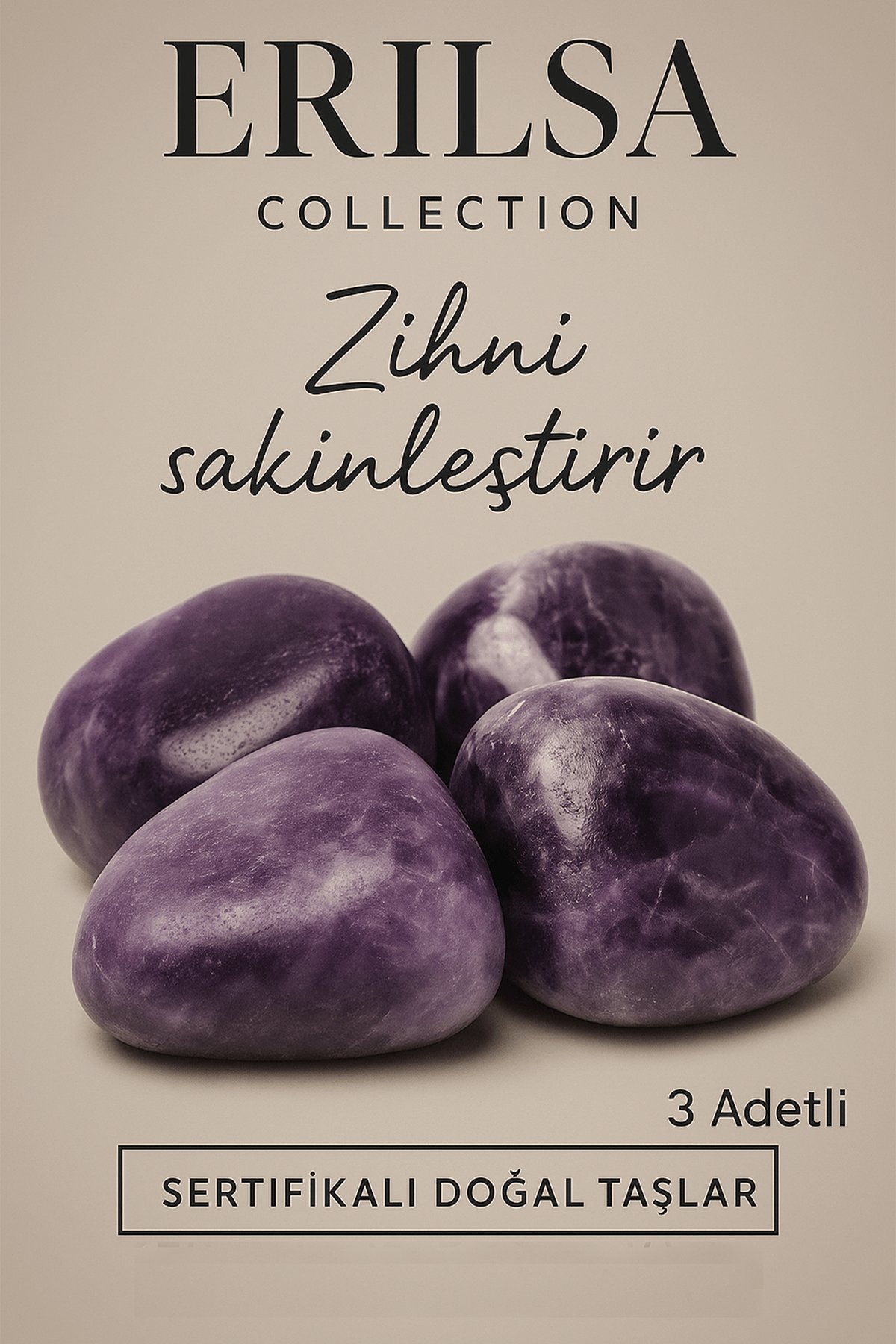 Sertifikalı Tamburlanmış Doğal Ametist Taşı Kütle (3 Adet) – 30-35 mm