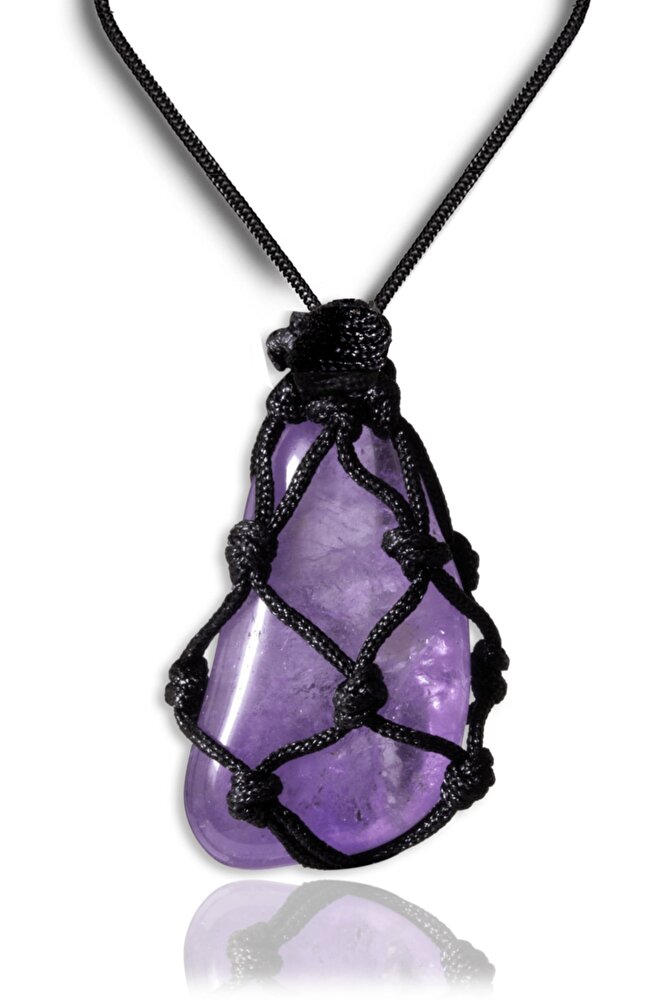 Sertifikalı Ayarlanabilir Doğal Ametist Taşı Kolye