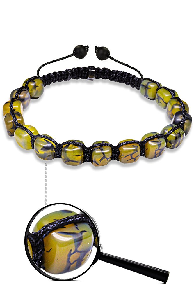 Sertifikalı Doğal Yeşil Ejderha Akik Taşı Bileklik